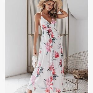 Floral backless Maxi Dress